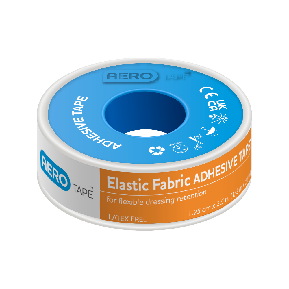 AEROTAPE Elastic Fabric Adhesive Tape 1.25cm x 2.5M Box/9
