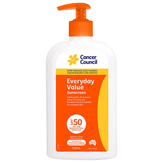 CANCER COUNCIL SPF50 Everyday Value Sunscreen Pump 500mL