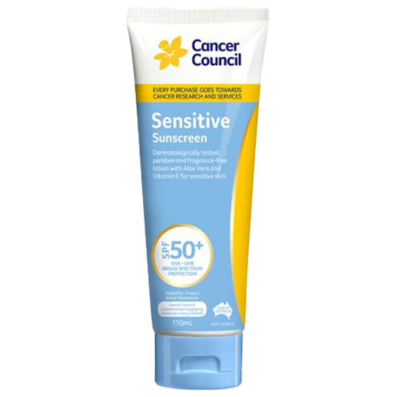 CANCER COUNCIL SPF50+ Sensitive Sunscreen Tube 110mL